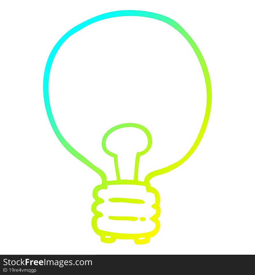 cold gradient line drawing cartoon light bulb