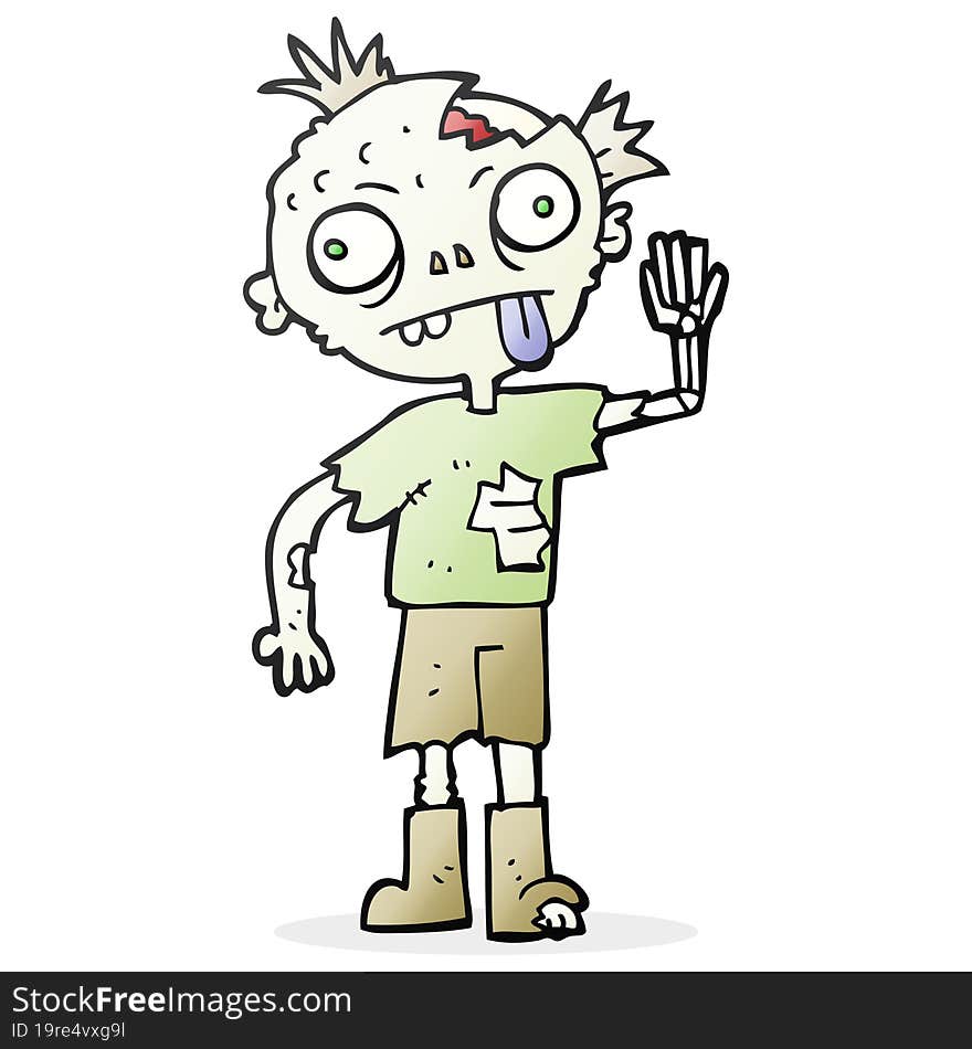 freehand drawn cartoon zombie