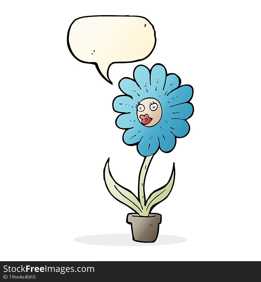 cartoon flower with speech bubble