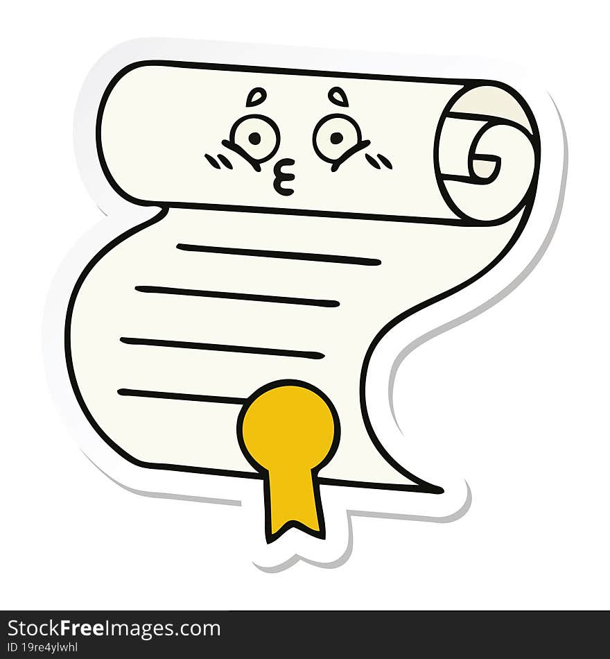 sticker of a cute cartoon contract