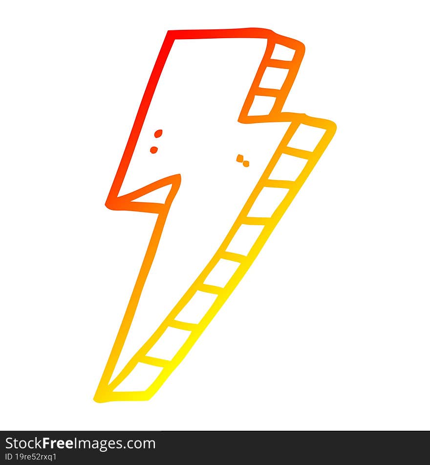 warm gradient line drawing cartoon lightning bolt