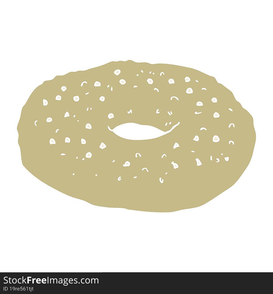 flat color illustration of a cartoon bagel