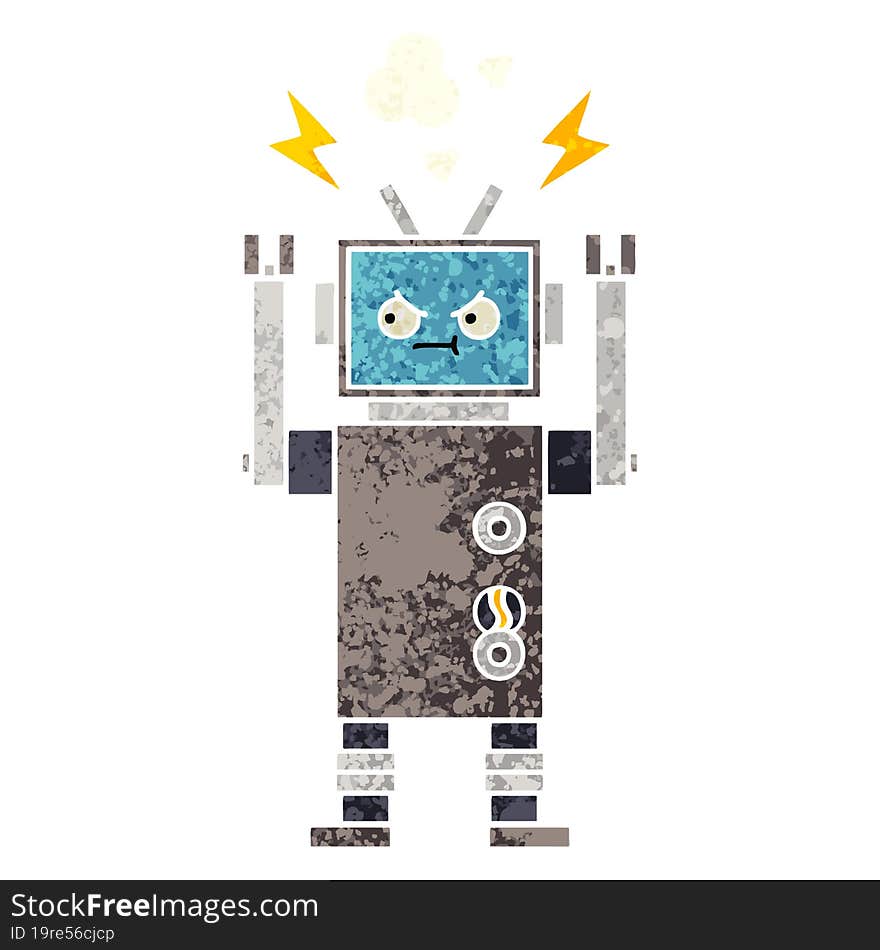 retro illustration style cartoon of a robot