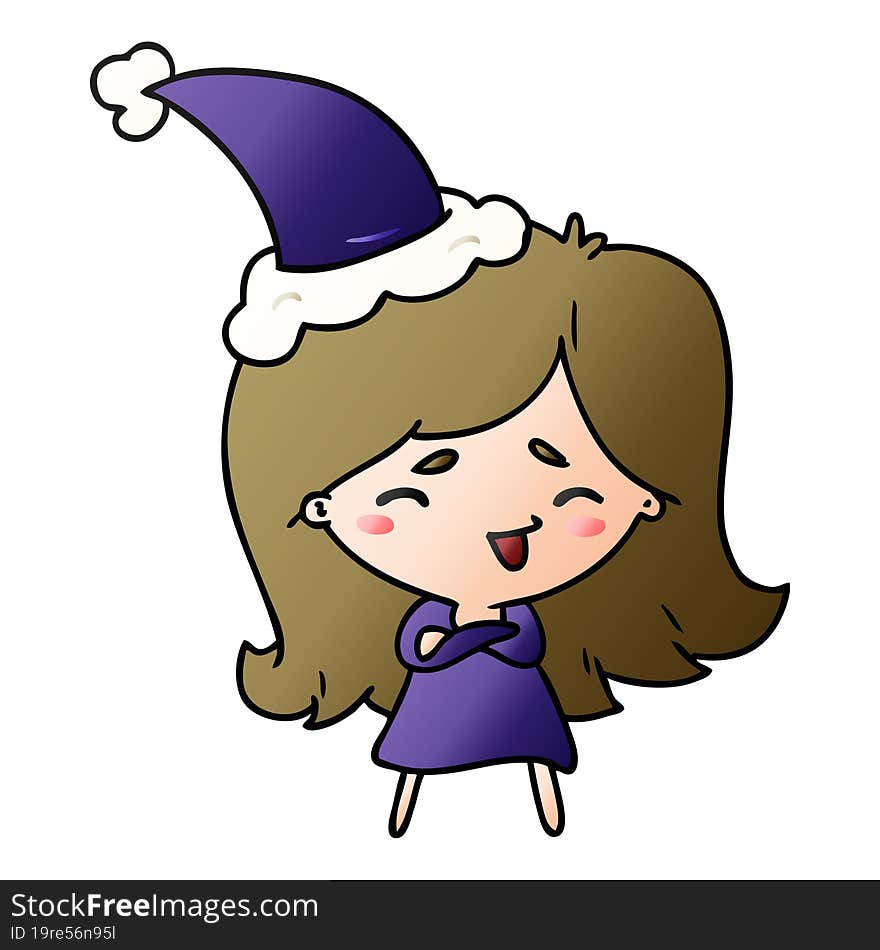 Christmas Gradient Cartoon Of Kawaii Girl