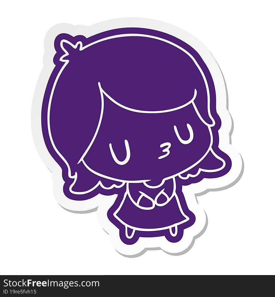 Cartoon Sticker Of A Cute Kawaii Girl