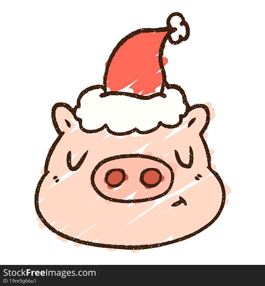 Christmas Pig Chalk Drawing