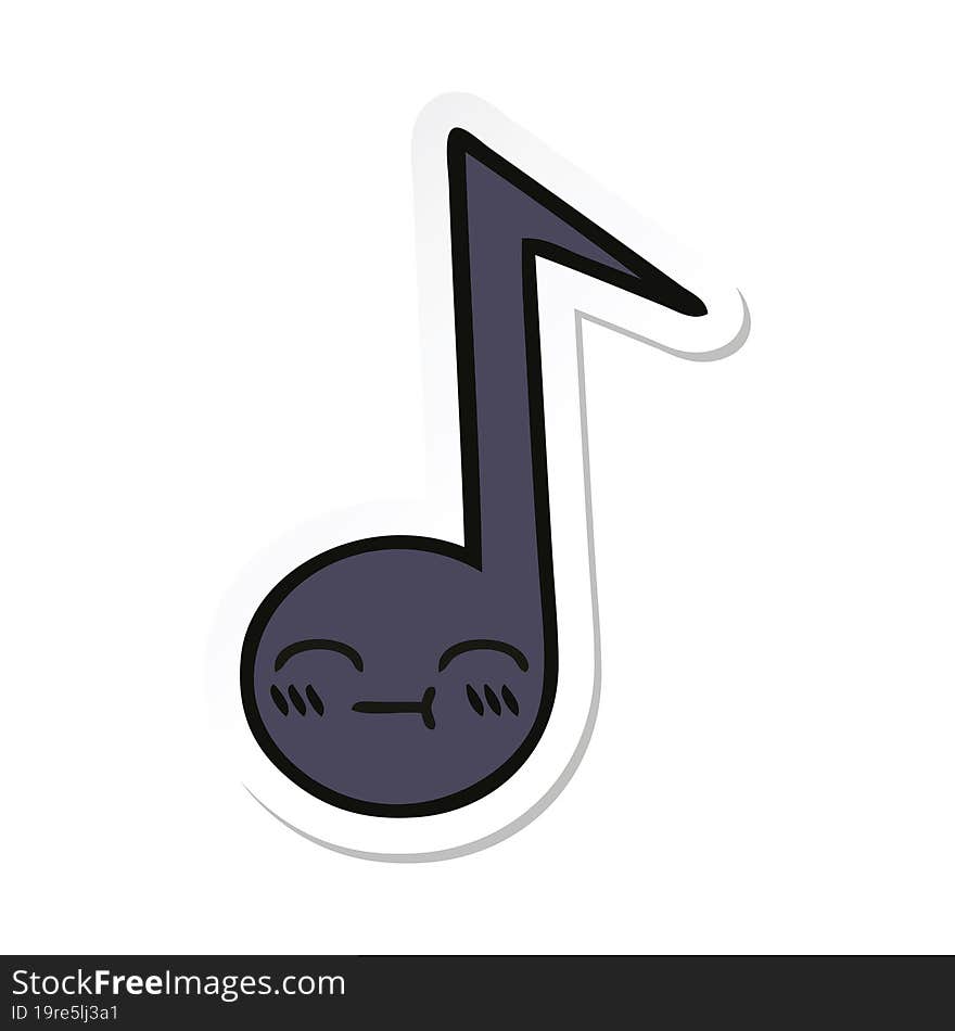 Sticker Of A Cute Cartoon Musical Note