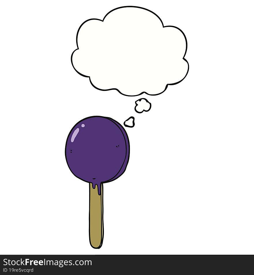 cartoon lollipop and thought bubble