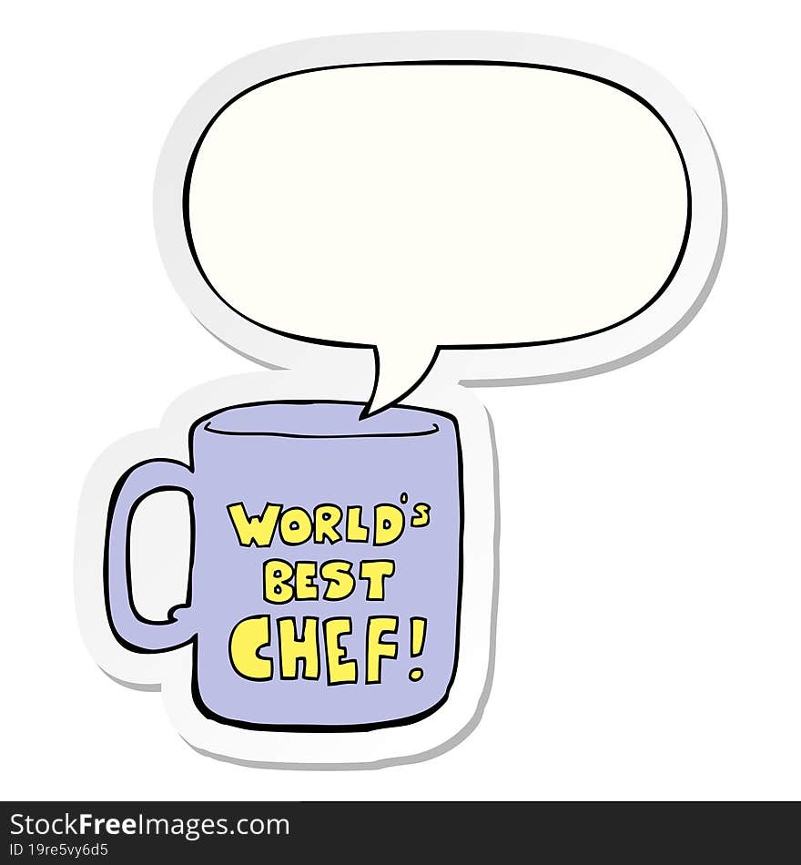 worlds best chef mug and speech bubble sticker