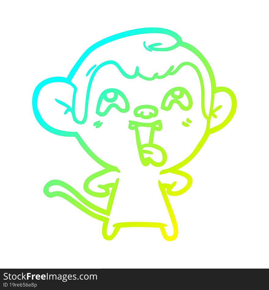 cold gradient line drawing crazy cartoon monkey