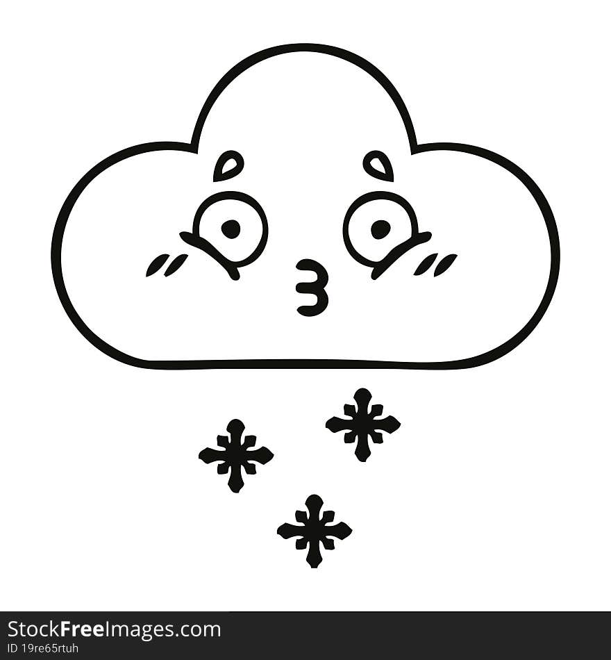 line drawing cartoon storm snow cloud