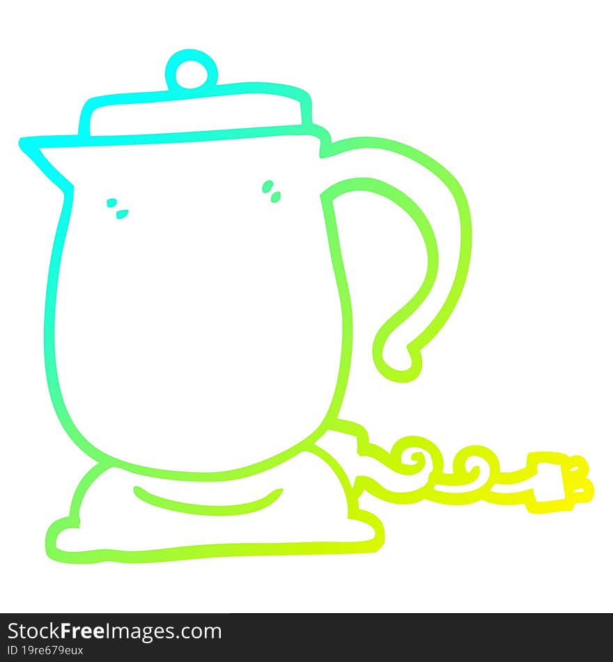 cold gradient line drawing cartoon kettle