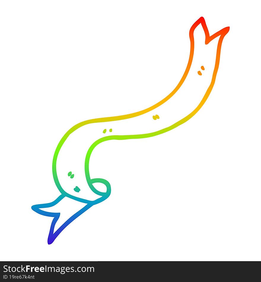 rainbow gradient line drawing cartoon floating ribbon