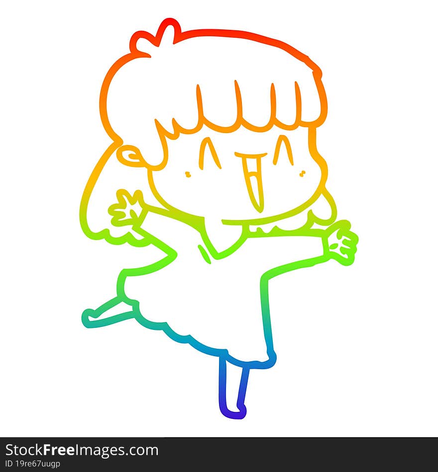 rainbow gradient line drawing of a cartoon woman