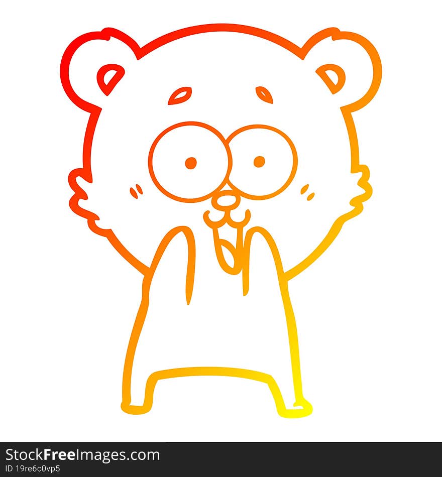 warm gradient line drawing excited teddy bear cartoon