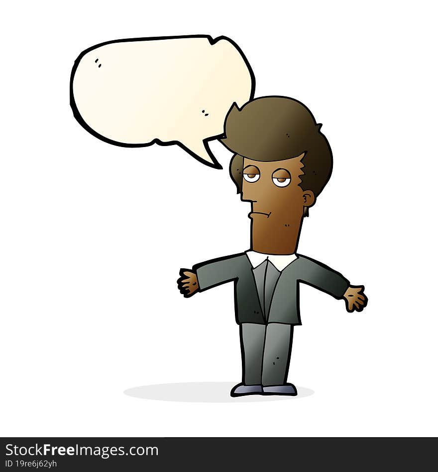 Cartoon Bored Man With Speech Bubble