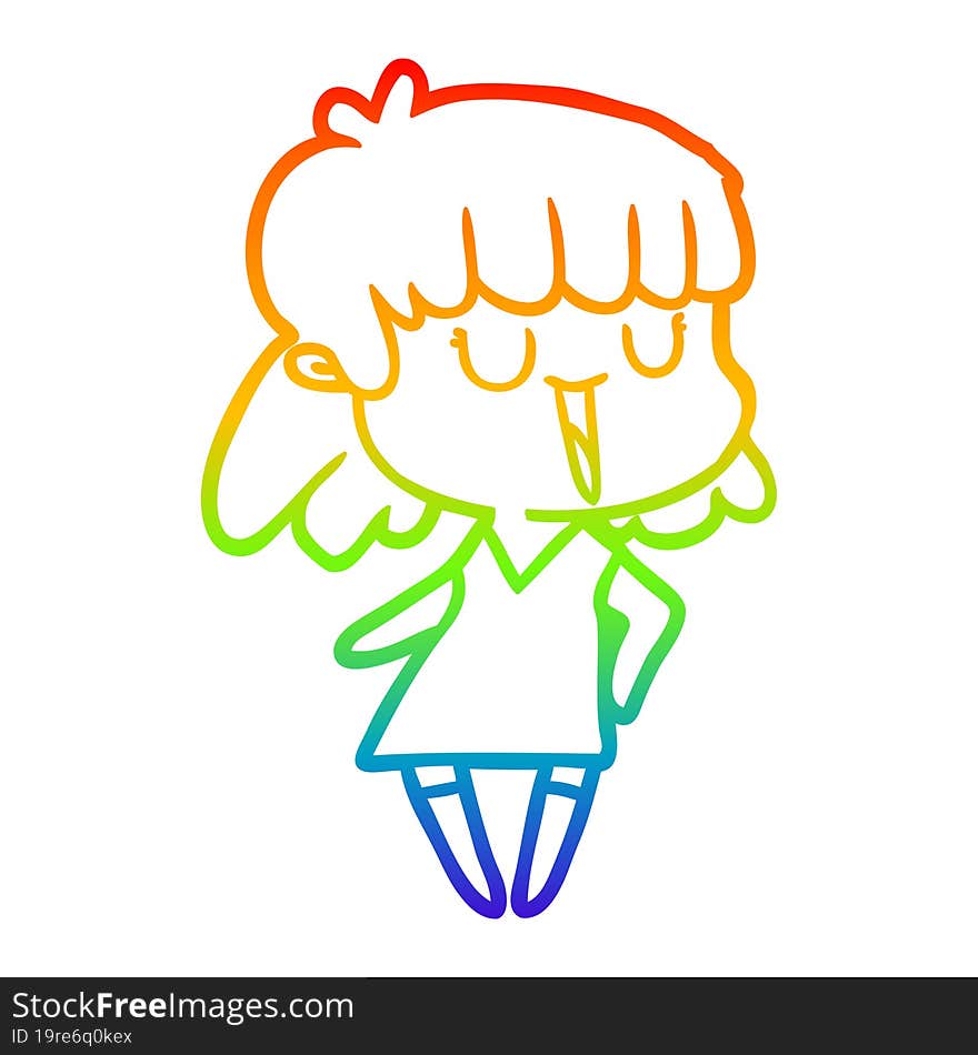 rainbow gradient line drawing of a cartoon woman