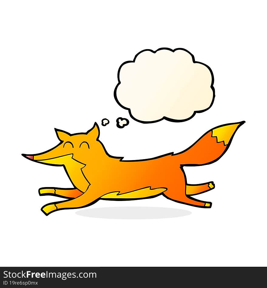 cartoon running fox with thought bubble