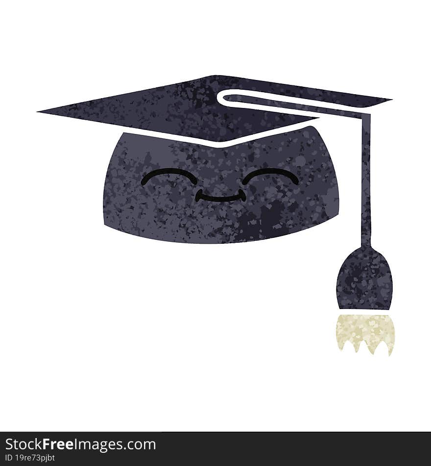 retro illustration style cartoon graduation hat