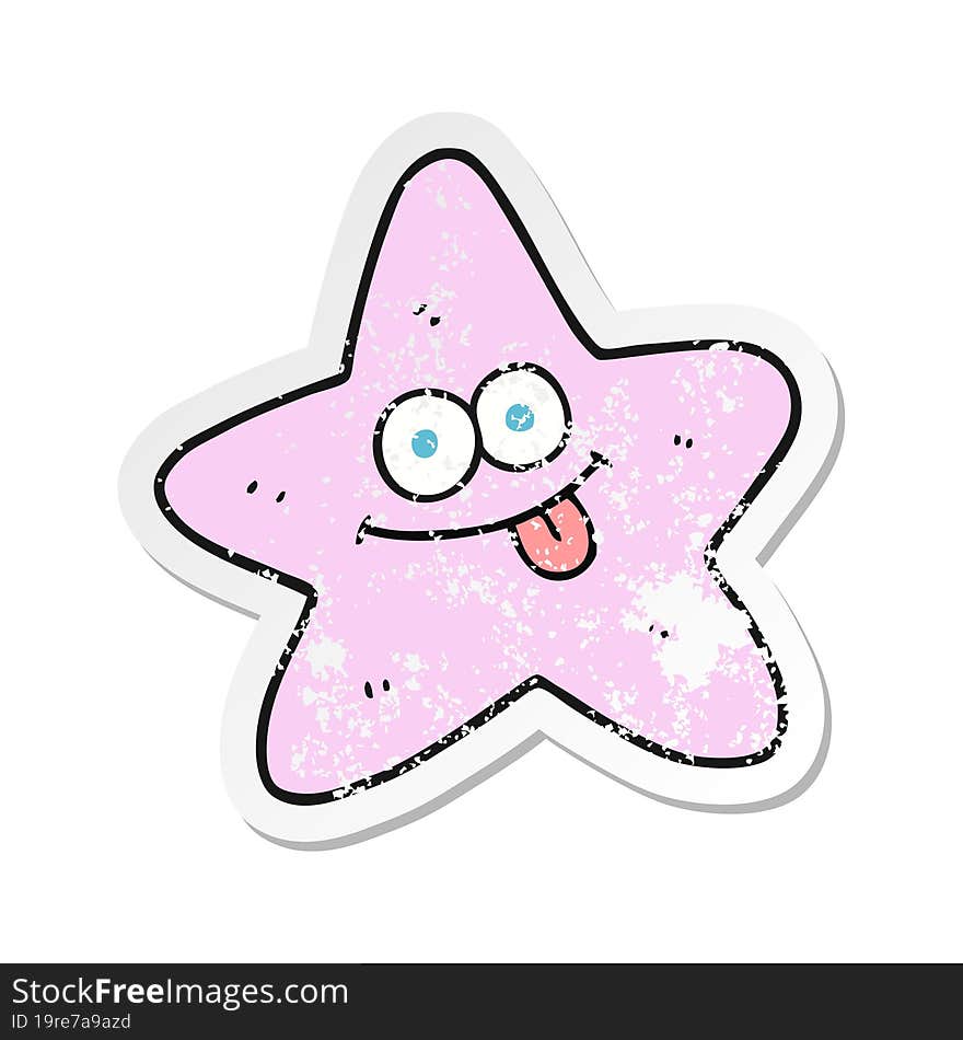 Retro Distressed Sticker Of A Cartoon Starfish