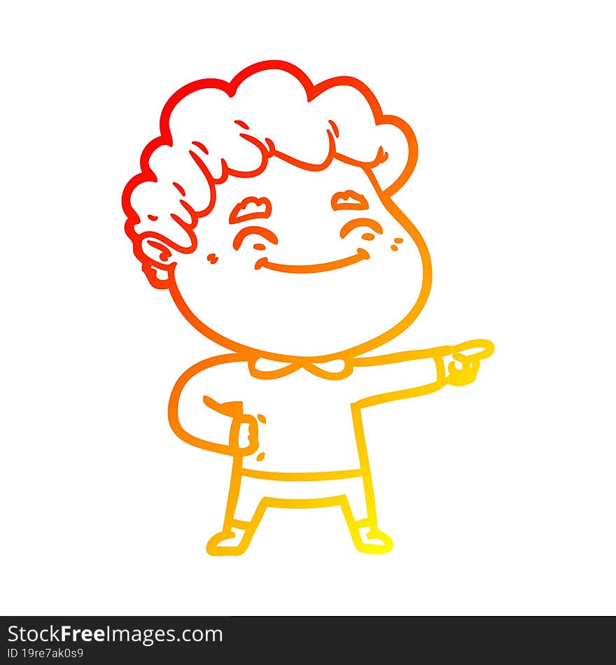 warm gradient line drawing cartoon friendly man