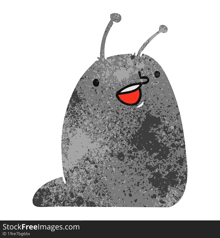 retro cartoon of a cute kawaii slug