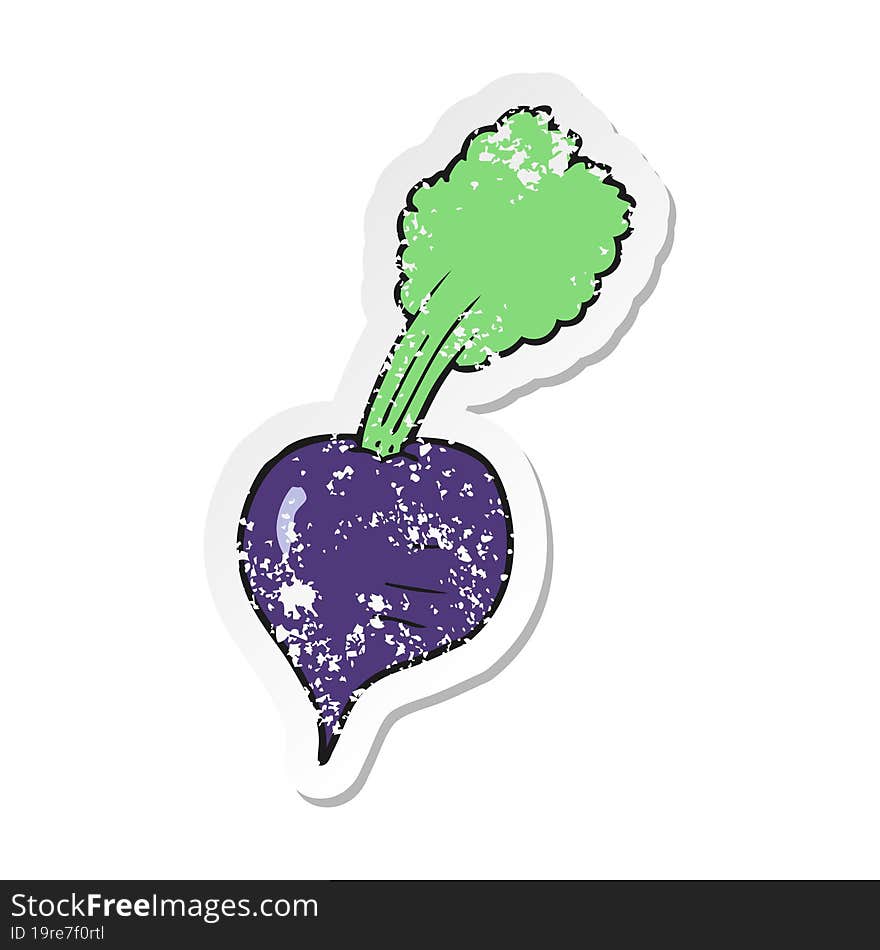 retro distressed sticker of a cartoon beetroot