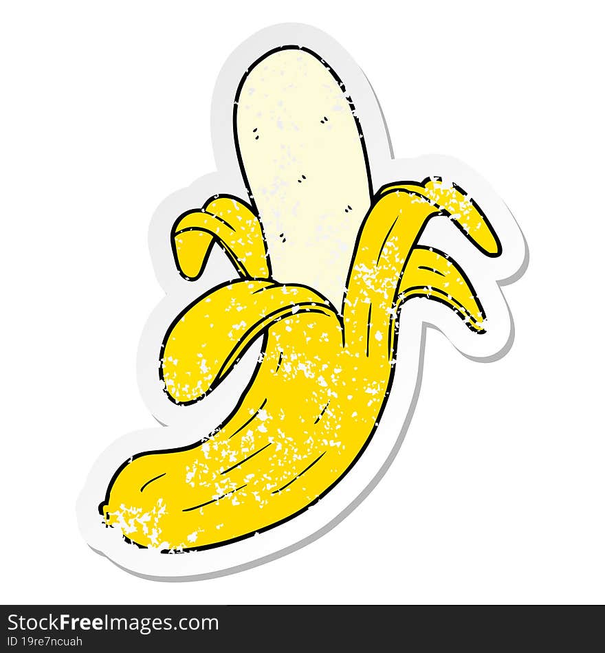 distressed sticker of a cartoon banana