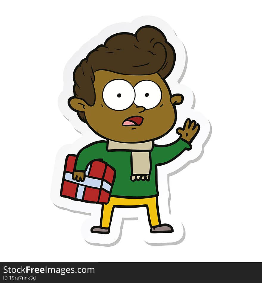 Sticker Of A Cartoon Staring Man