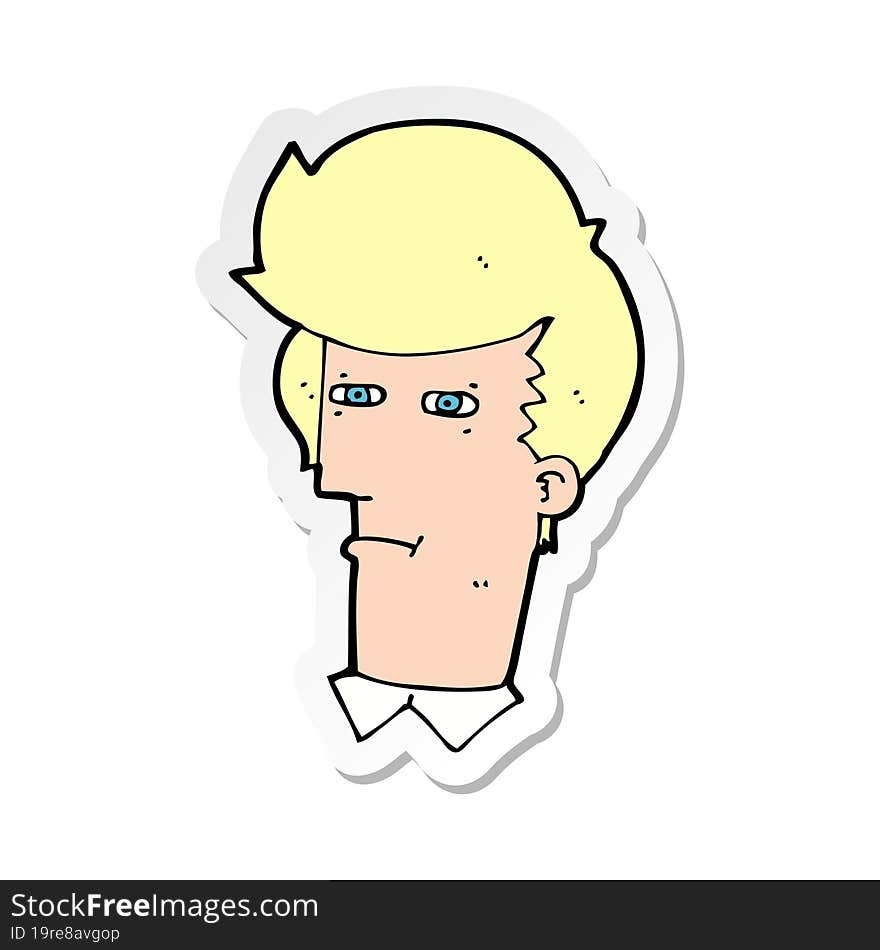 sticker of a cartoon man narrowing eyes