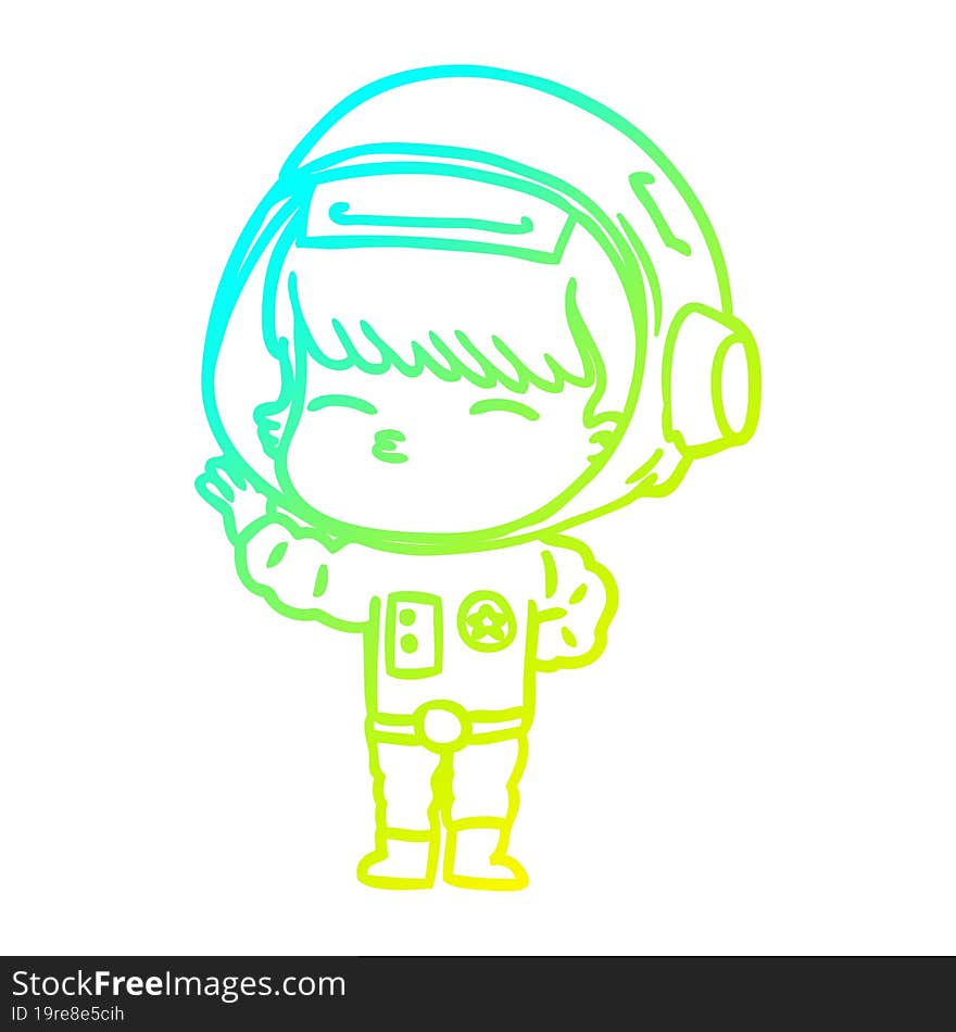 cold gradient line drawing cartoon curious astronaut