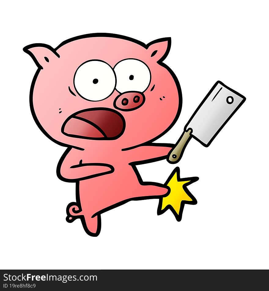 cartoon pig shouting and kicking. cartoon pig shouting and kicking