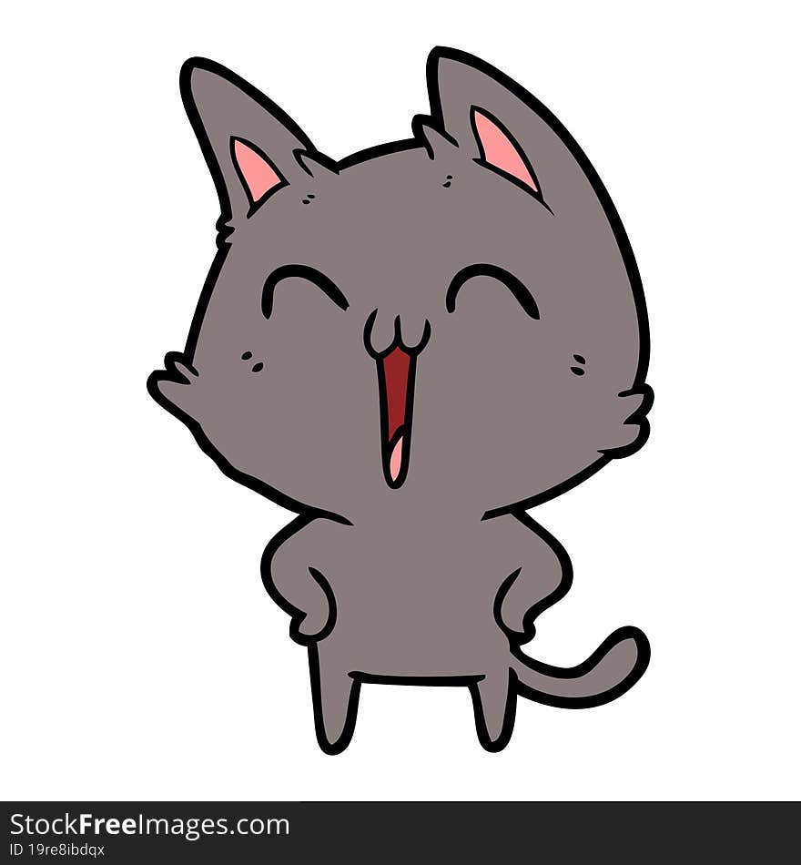 happy cartoon cat meowing. happy cartoon cat meowing