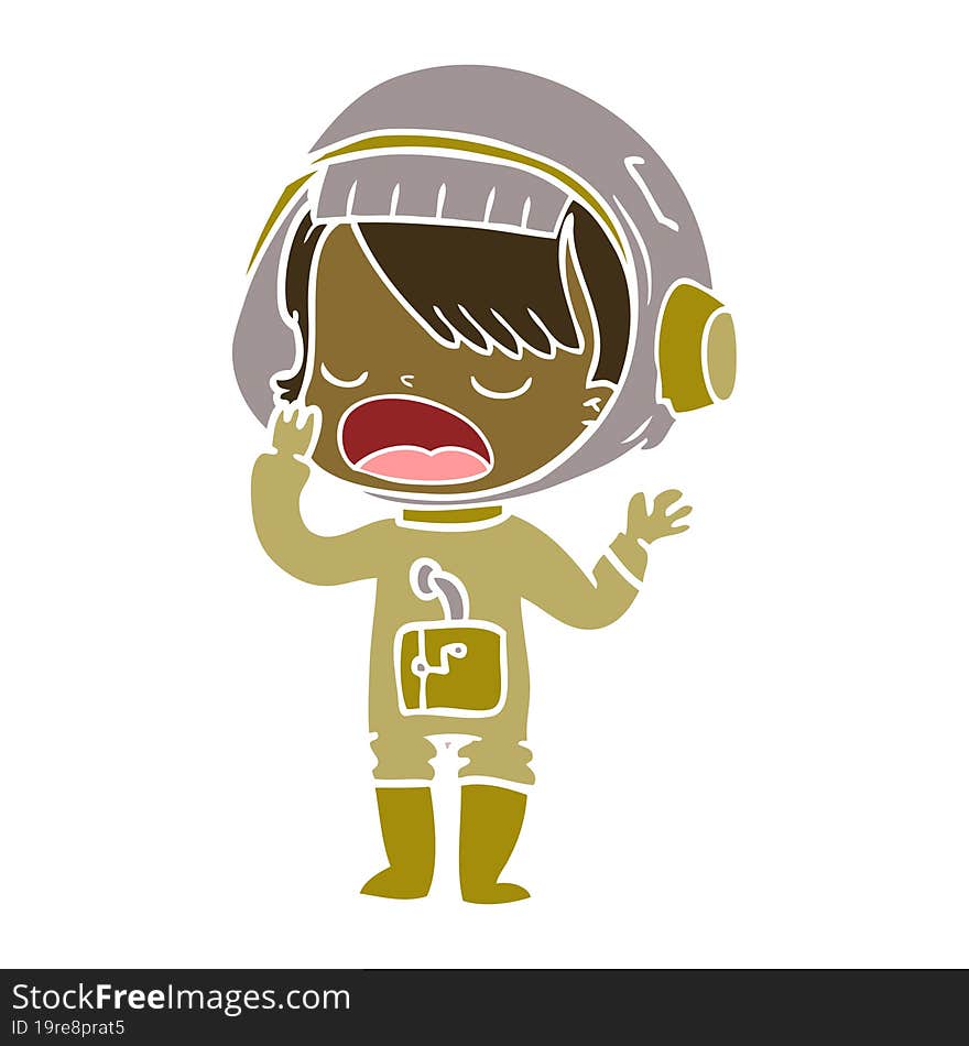 flat color style cartoon astronaut girl yawning