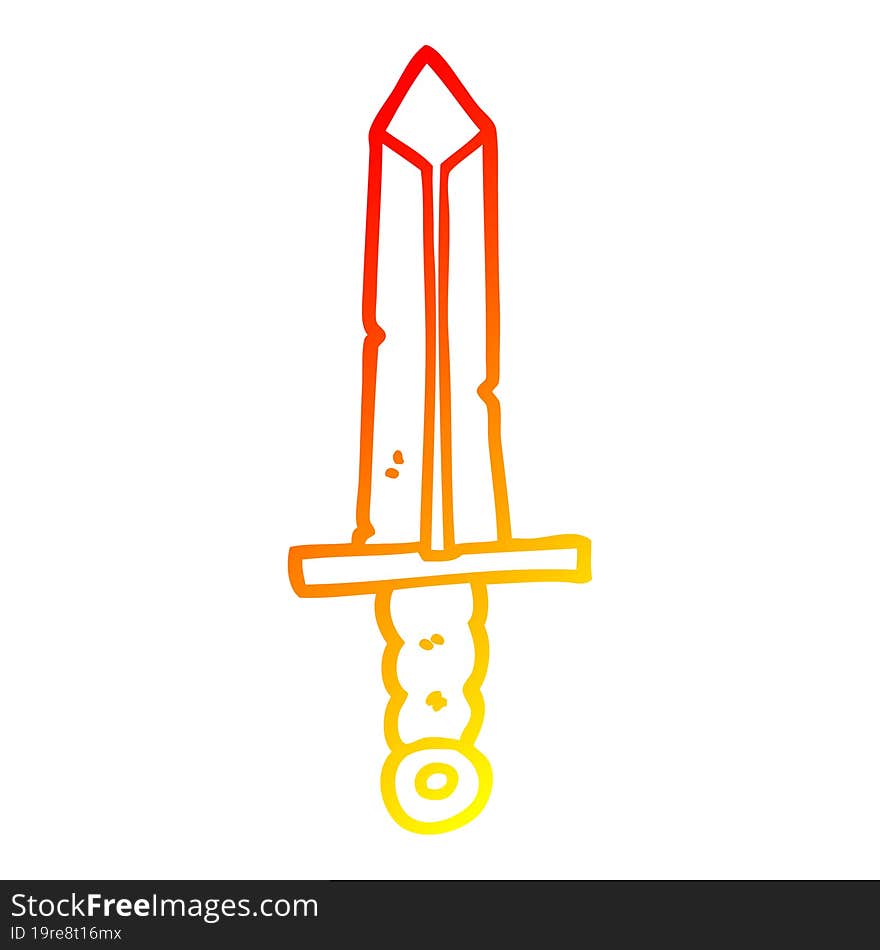 Warm Gradient Line Drawing Cartoon Sword