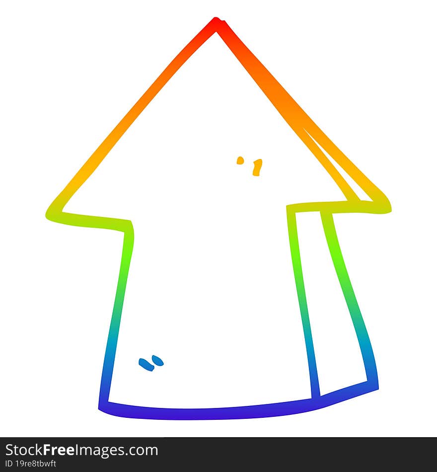 rainbow gradient line drawing cartoon pointing arrow