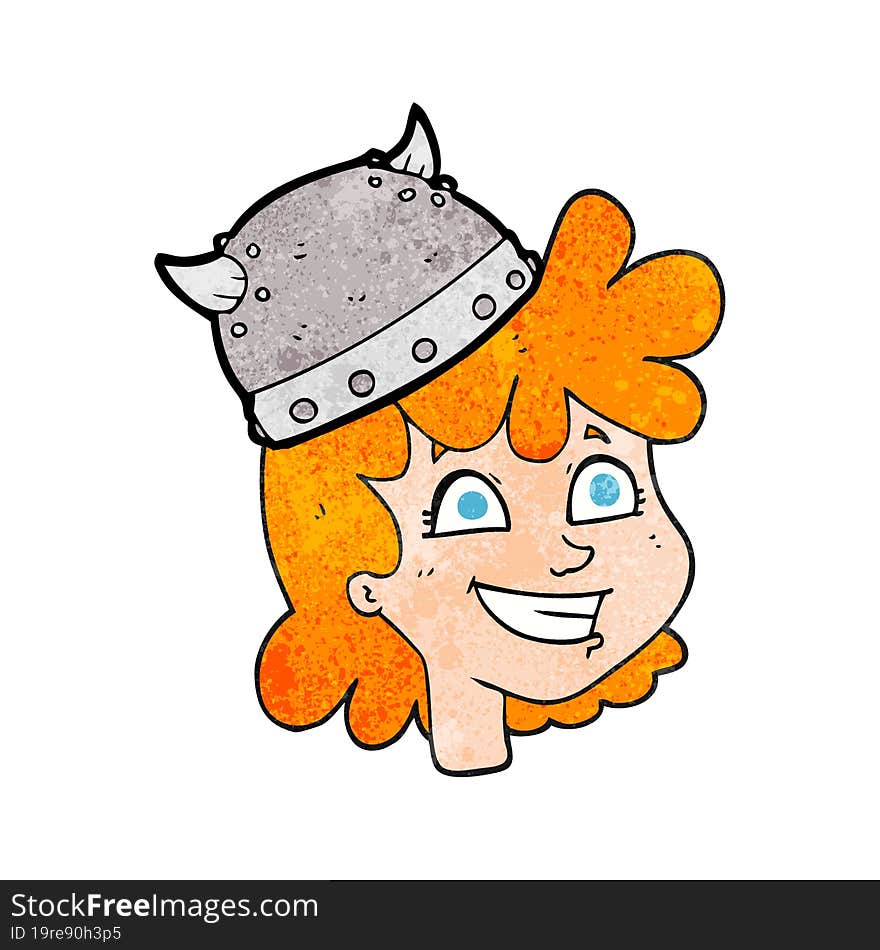 Textured Cartoon Female Viking Face