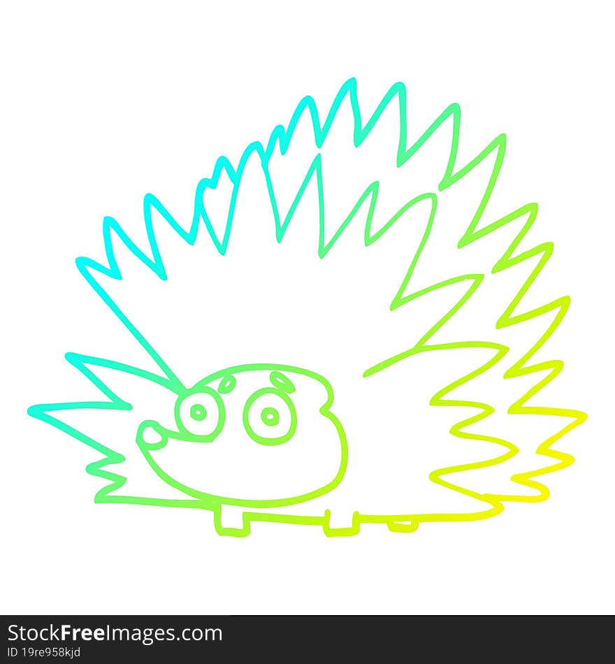 Cold Gradient Line Drawing Cartoon Spiky Hedgehog