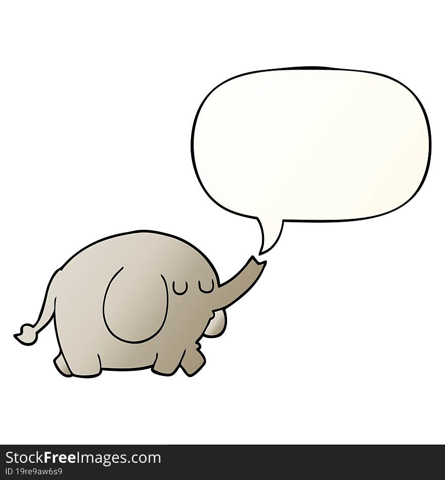 Cartoon Elephant And Speech Bubble In Smooth Gradient Style