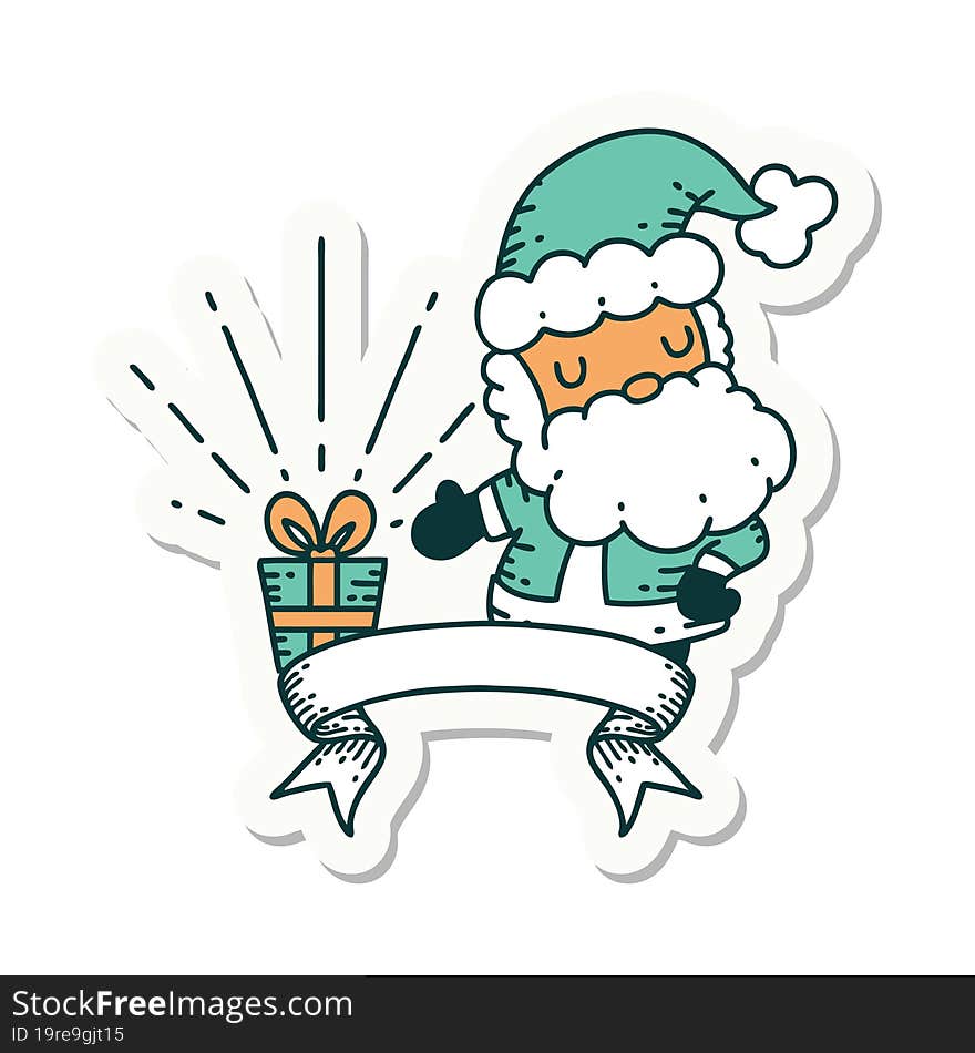 sticker of tattoo style santa claus christmas character