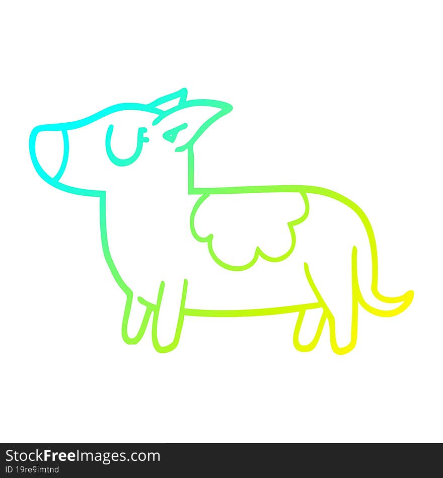 cold gradient line drawing cartoon standing dog