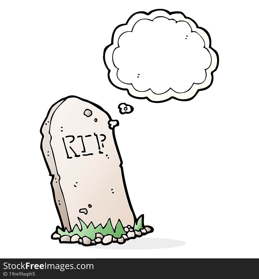 cartoon spooky grave with thought bubble