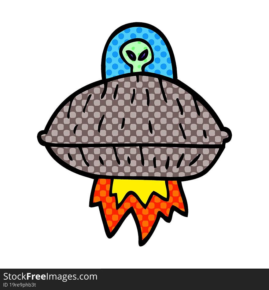 cartoon doodle alien spaceship