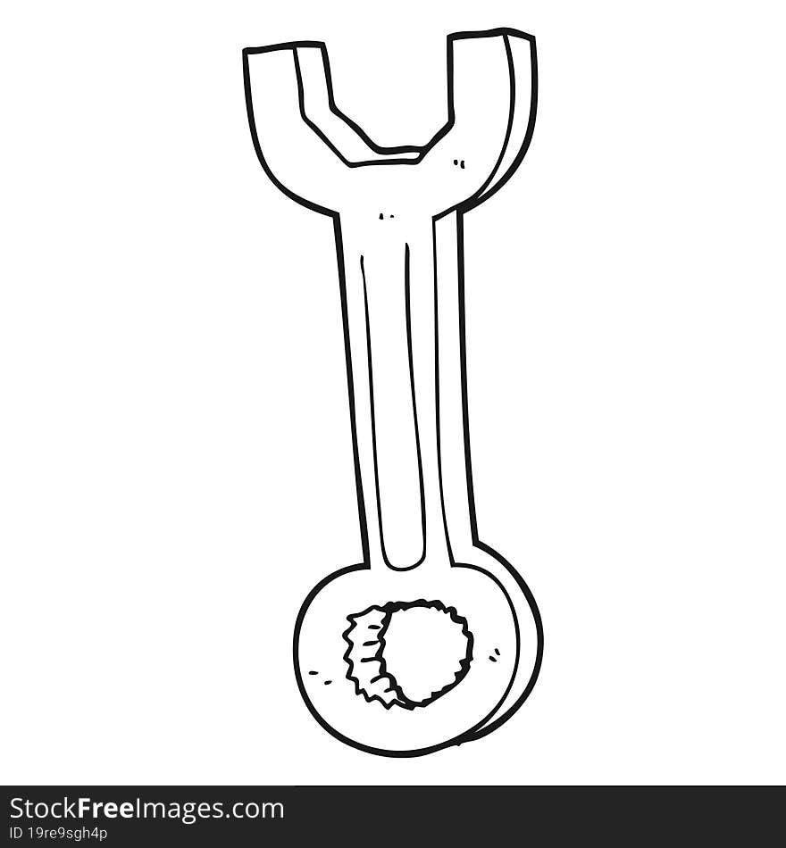 Black And White Cartoon Spanner