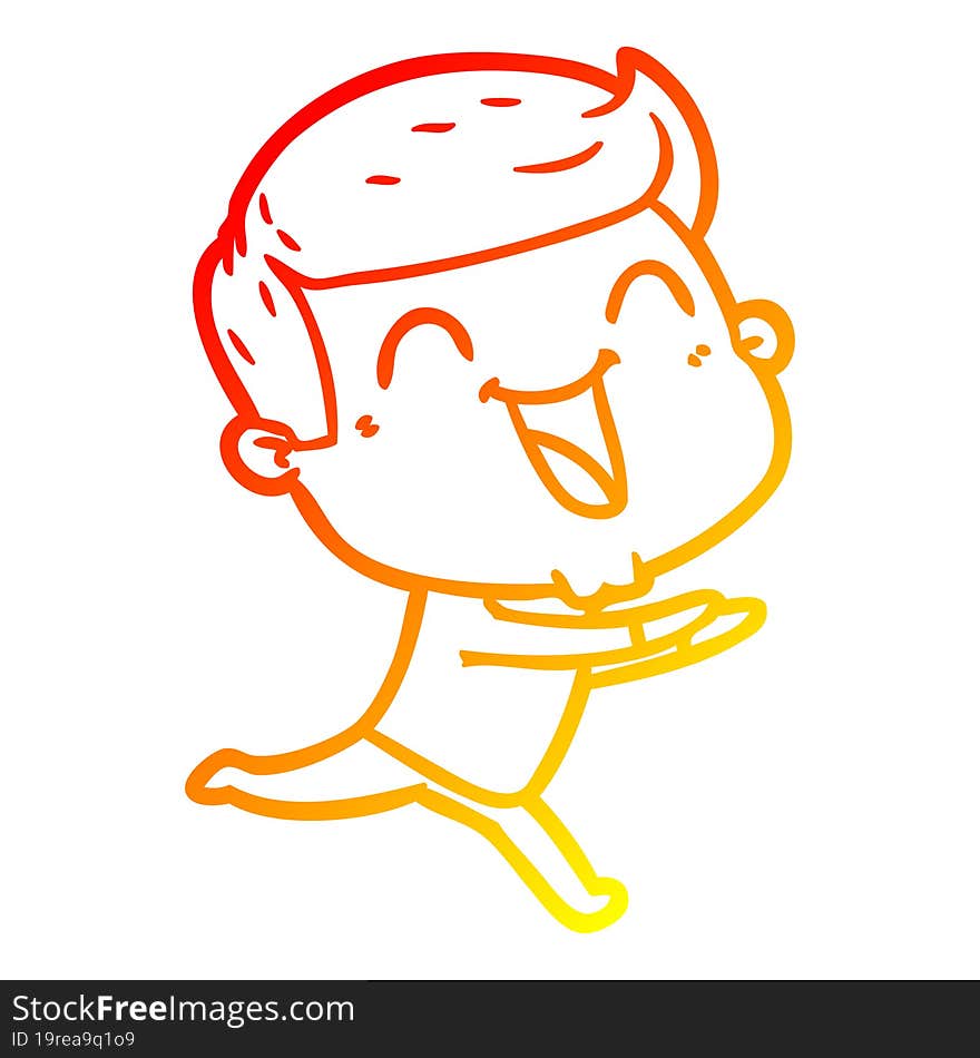 warm gradient line drawing of a cartoon man laughing