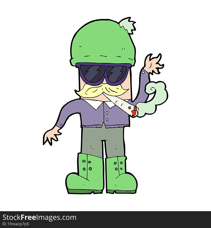 cartoon man smoking pot