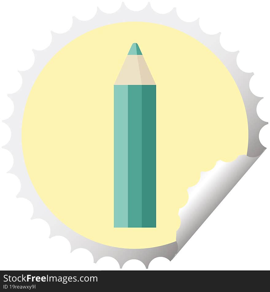 Green Coloring Pencil Round Sticker Stamp