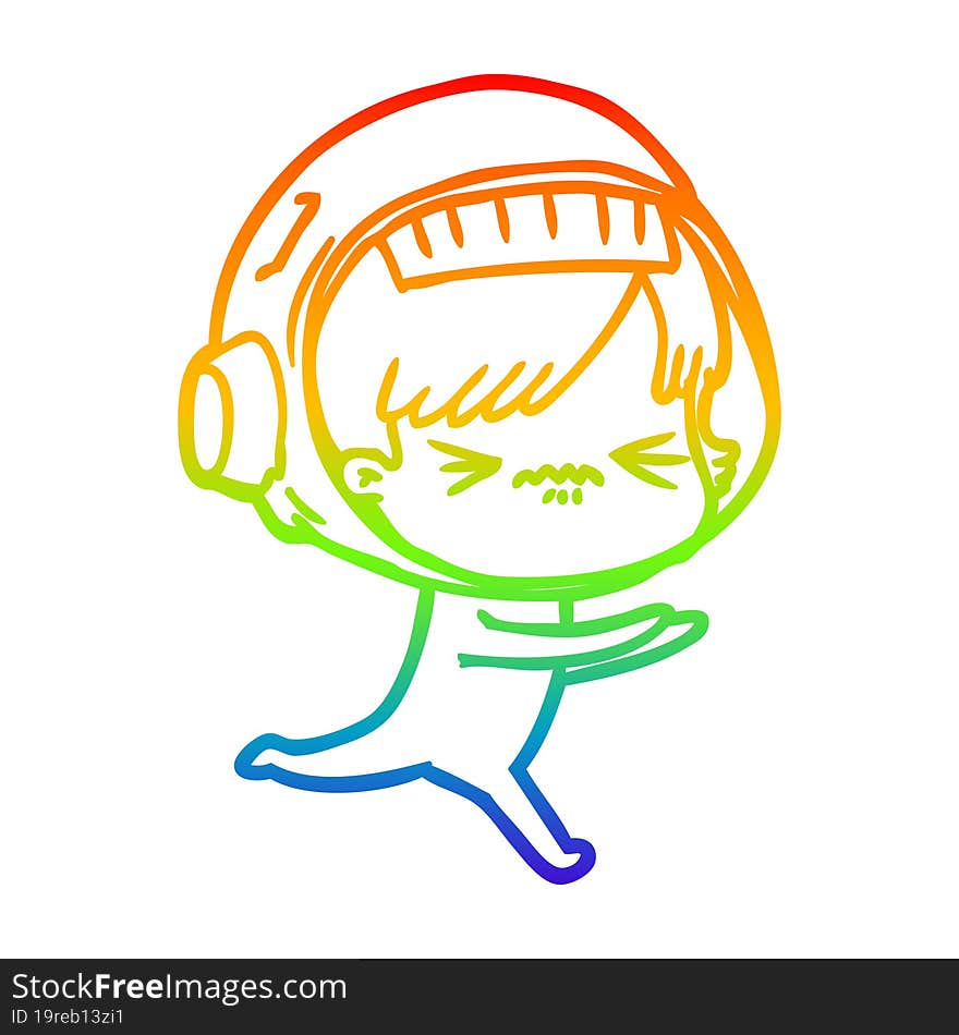 rainbow gradient line drawing angry cartoon space girl