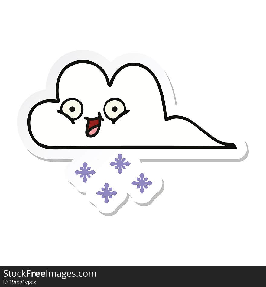 sticker of a cute cartoon snow cloud