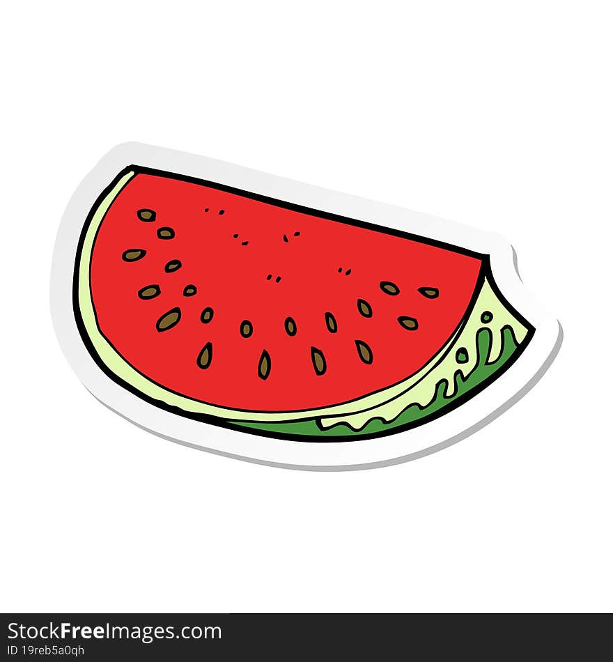 Sticker Of A Cartoon Watermelon Slice